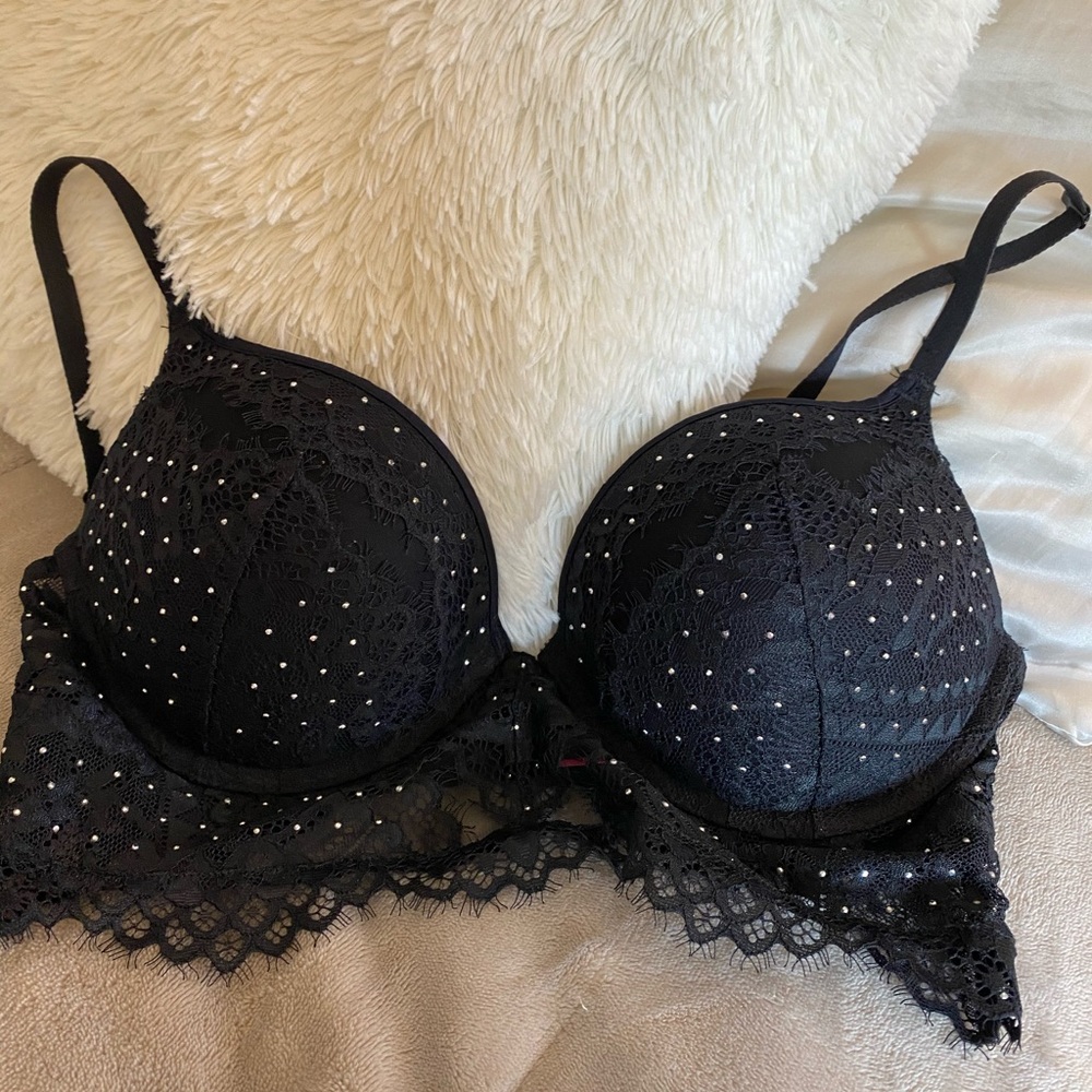 La Senza Sparkly Lace Black Push-Up Bra